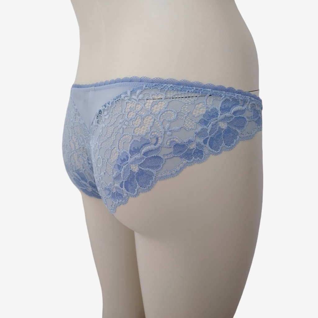 Adore Me Blue Sheer Matte Satin And Floral Lace Cheeky Panty Size S — image 7 of 8